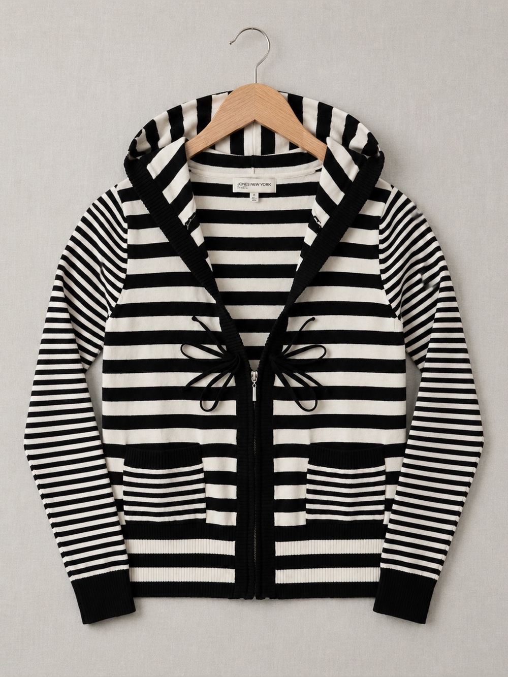 Jones New York Black and White Striped Top